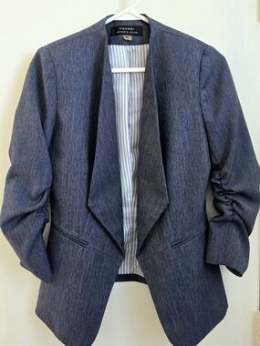 Tahari Navy Open-Front Blazer